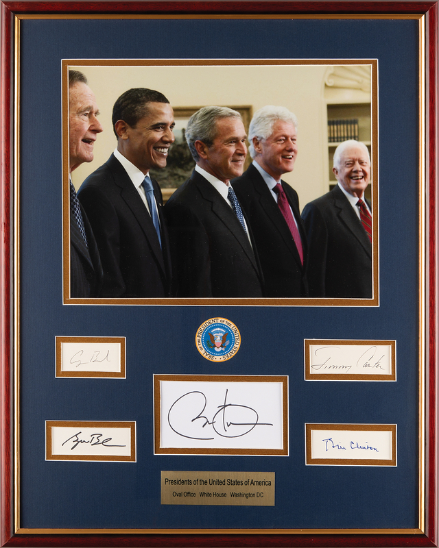 Lot 65 Five Presidents Signature Display - Carter, Bush, Clinton, Bush, and Obama