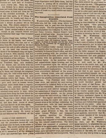 Lot #72 U. S. Grant: The Cleveland Daily Leader from March 5, 1869 - Historic Reports of the Presidential Inauguration - Image 4
