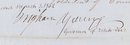 Lot #184 Brigham Young Rare Document Signed as Governor of Utah Territory - Original Act of the First Utah Territorial Legislature (1852) - Image 3