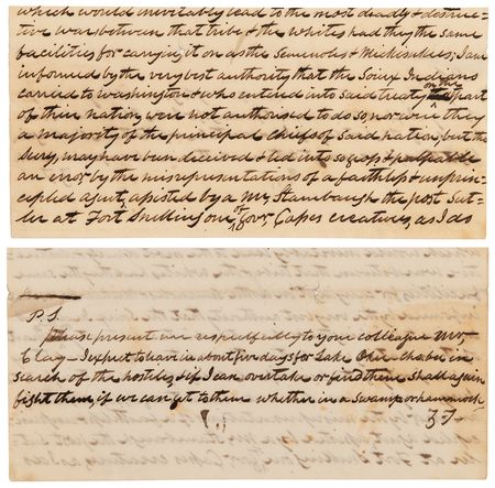 Lot #238 Zachary Taylor Partial Autograph Letter Signed on Indian Affairs, Foreseeing a 