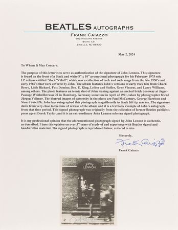 Lot #663 Beatles: John Lennon Signed 'Rock 'n' Roll' Promotional Photograph - From the Collection of Beatles Press Officer Derek Taylor - Image 3