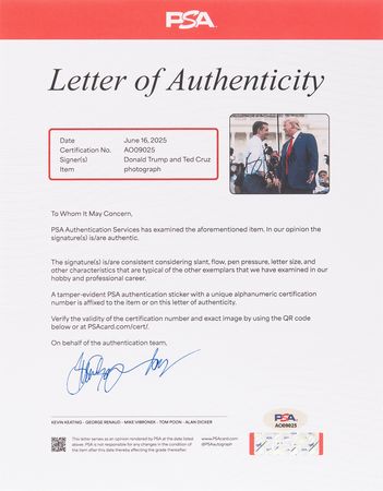 Lot #144 Donald Trump and Ted Cruz Signed Photograph - Image 3