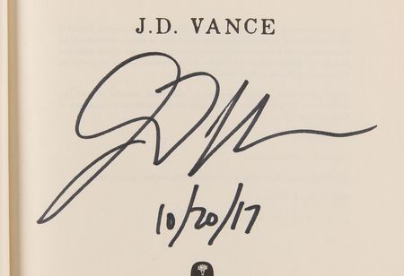 Lot #322 J. D. Vance Signed Book - Hillbilly Elegy - Image 2