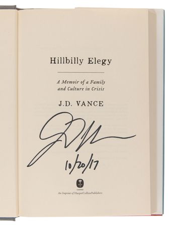Lot #322 J. D. Vance Signed Book - Hillbilly Elegy - Image 4