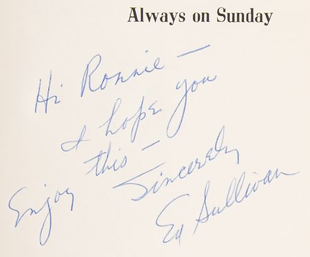 Lot #992 Ed Sullivan Signed Book - Always On Sunday - Image 2