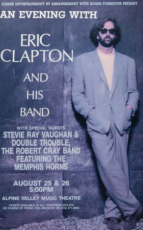 Lot #752 Eric Clapton and Stevie Ray Vaughan Original 1990 Alpine Valley Music Theatre Concert Poster (13.5˝ x 21.5˝) - Image 2