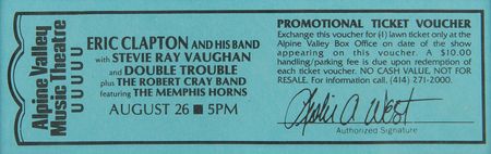 Lot #752 Eric Clapton and Stevie Ray Vaughan Original 1990 Alpine Valley Music Theatre Concert Poster (13.5˝ x 21.5˝) - Image 3