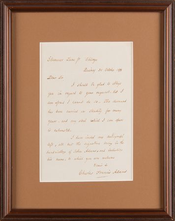 Lot #245 Charles Francis Adams Autograph Letter Signed, Offering His Last 