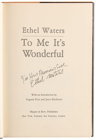 Lot #1001 Ethel Waters Twice-Signed Book - To Me It's Wonderful - Image 3