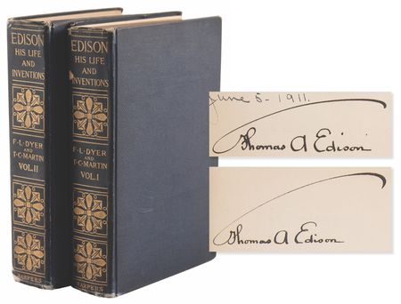 Lot #201 Thomas Edison Twice-Signed Book Set - Edison: His Life and Inventions - Image 1