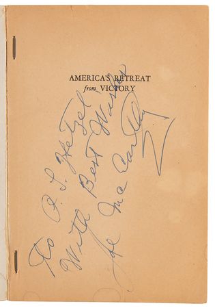Lot #298 Joseph McCarthy Signed Book - America's Retreat from Victory: The Story of George Catlett Marshall - Image 4