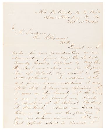 Lot #458 Marcus A. Reno Civil War-Dated Autograph