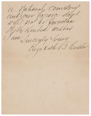 Lot #419 Elizabeth B. Custer Autograph Letter Signed on George A. Custer's Little Bighorn Memorials: 