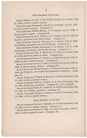 Lot #425 [George A. Custer] General Orders No. 181, Listing Custer's Promotion to 1st Lieutenant (November 1, 1862) - Image 2