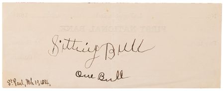 Lot #237 Sitting Bull and One Bull Signatures - Rare Autographs of the Sioux who Vanquished Custer at Little Bighorn - Image 1