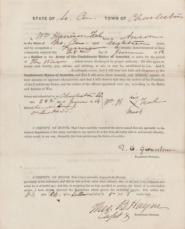 Lot #418 Confederate Enlistment Document (1864)