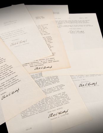Lot #489 Charles Lindbergh Archive of (6) Typed Letters Signed to His Sons' Camp Director: 