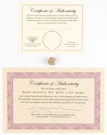 Lot #502 Charlie Duke Signed Lunar Meteorite Presentation - Two Samples of NWA 11303 - Image 6