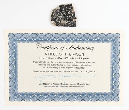Lot #502 Charlie Duke Signed Lunar Meteorite Presentation - Two Samples of NWA 11303 - Image 7