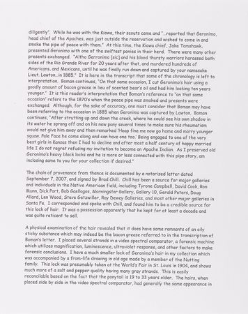 Lot #234 Geronimo: Large, Well-Documented Lock of Hair from the Apache Warrior's Ponytail - Image 4