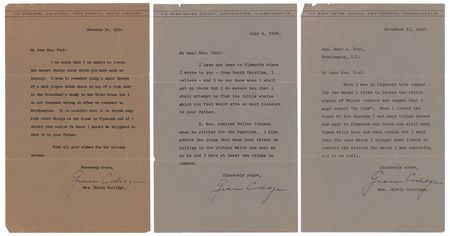 Lot #58 Grace Coolidge (6) Signed Items - Three Typed Letters with Their Original Franked Mailing Envelopes - Image 1