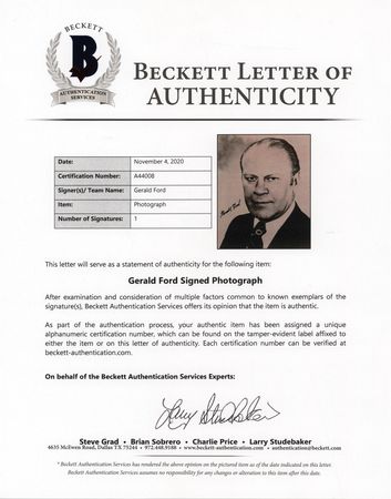 Lot #66 Gerald Ford Signed Photograph - Image 2