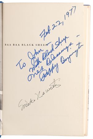 Lot #400 Pappy Boyington and Masajiro 'Mike' Kawato Signed Book - Baa Baa Black Sheep - Image 4