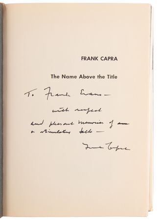 Lot #898 Frank Capra Signed Book - The Name Above the Title: An Autobiography - Image 4