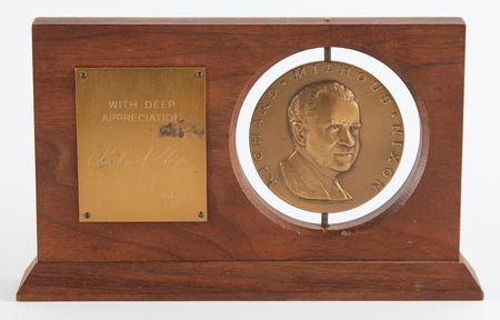 Lot #104 Richard Nixon Inaugural Medal Desk Display - Image 1