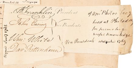 Lot #154 Benjamin Franklin Signature, with Colleagues from the American Philosophical Society - Image 3