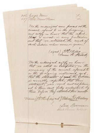 Lot #236 Sioux Indians Archive: Comprehensive Testimony Against Chief John Grass - 