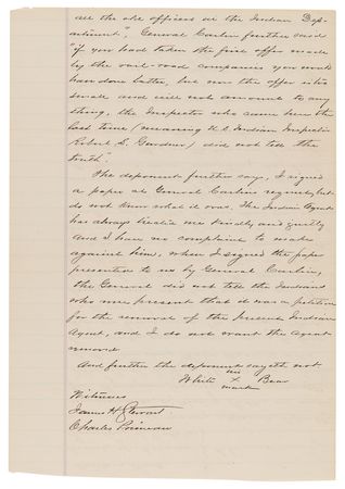 Lot #236 Sioux Indians Archive: Comprehensive Testimony Against Chief John Grass - 