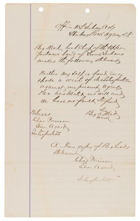 Lot #236 Sioux Indians Archive: Comprehensive Testimony Against Chief John Grass - 