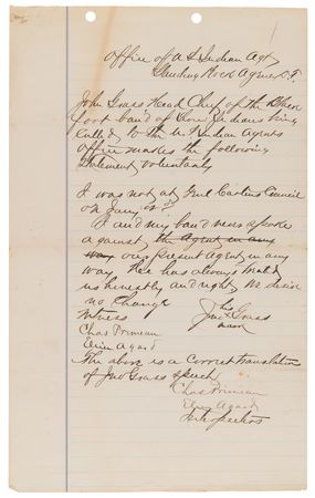 Lot #236 Sioux Indians Archive: Comprehensive Testimony Against Chief John Grass - 