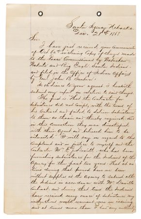 Lot #236 Sioux Indians Archive: Comprehensive Testimony Against Chief John Grass - 