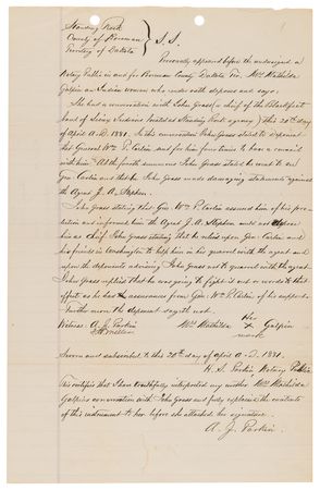 Lot #236 Sioux Indians Archive: Comprehensive Testimony Against Chief John Grass - 