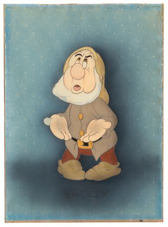 Lot #590 Sneezy production cel from Snow White and the Seven Dwarfs - Image 1