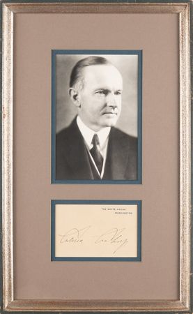 Lot #57 Calvin Coolidge Signed White House Card - Image 1