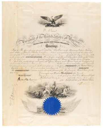 Lot #14 U. S. Grant Document Signed as President - Naval Promotion for a Noted Civil War Leader - Image 1