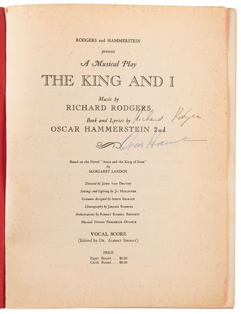 Lot #716 Richard Rodgers and Oscar Hammerstein Signed Sheet Music Booklet for 'The King and I' - From the Collection of Alan Jay Lerner - Image 4