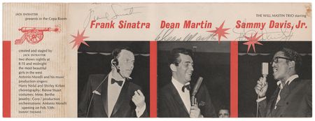 Lot #861 Rat Pack Signed Postal Card from The Sands Hotel and Casino - Frank Sinatra, Dean Martin, and Sammy Davis, Jr. - Image 1