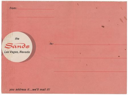 Lot #861 Rat Pack Signed Postal Card from The Sands Hotel and Casino - Frank Sinatra, Dean Martin, and Sammy Davis, Jr. - Image 2