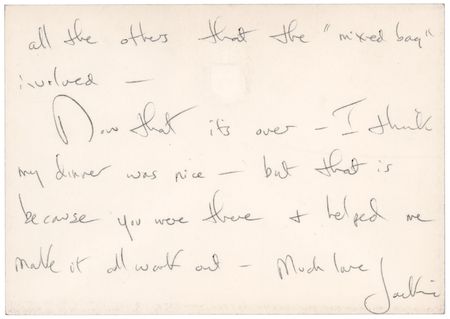 Lot #90 Jacqueline Kennedy Autograph Letter Signed to Camelot Lyricist Alan Jay Lerner - Image 3