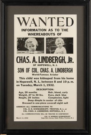 Lot #292 Lindbergh Kidnapping Wanted Poster - Image 1