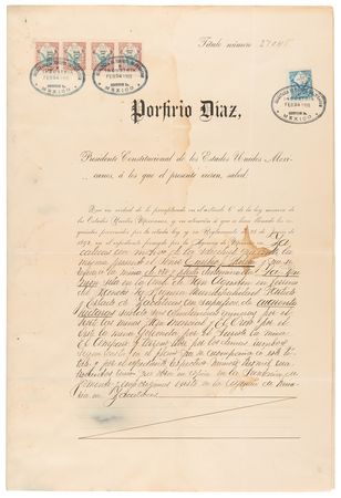 Lot #262 Porfirio Diaz Document Signed, Granting Rights to a Gold and Silver Mine - Image 2