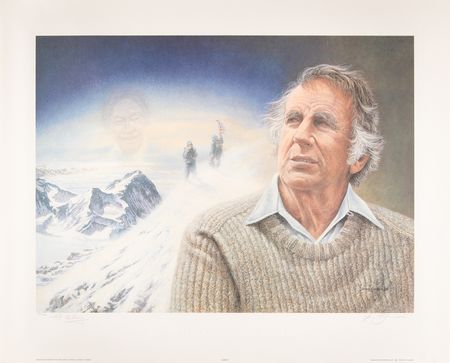 Lot #276 Edmund Hillary Signed Print - 'Hillary Conquers Everest' (Ltd. Ed. #455/1953) - 31? x 25? - Image 1