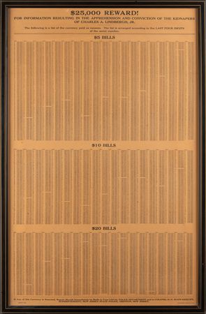 Lot #293 Lindbergh Kidnapping Reward Poster (18˝ x 28˝) - Image 1