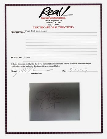 Lot #679 Prince Signature - Signed in Purple Ink on His 27th Birthday - Image 2