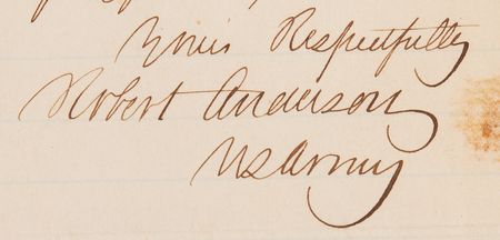 Lot #352 Robert Anderson Autograph Manuscript Signed and Autograph Letter Signed: 