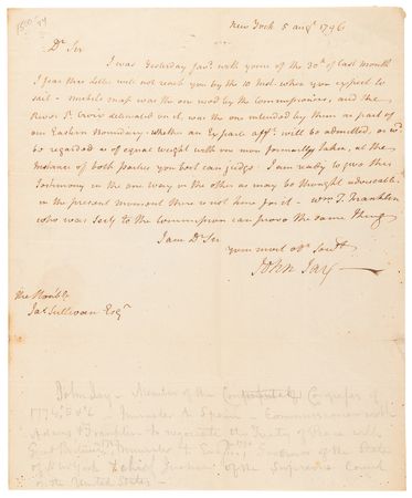 Lot #163 John Jay Autograph Letter Signed on the Boundary Between the United States and Canada, as Determined by the Jay Treaty - Image 1
